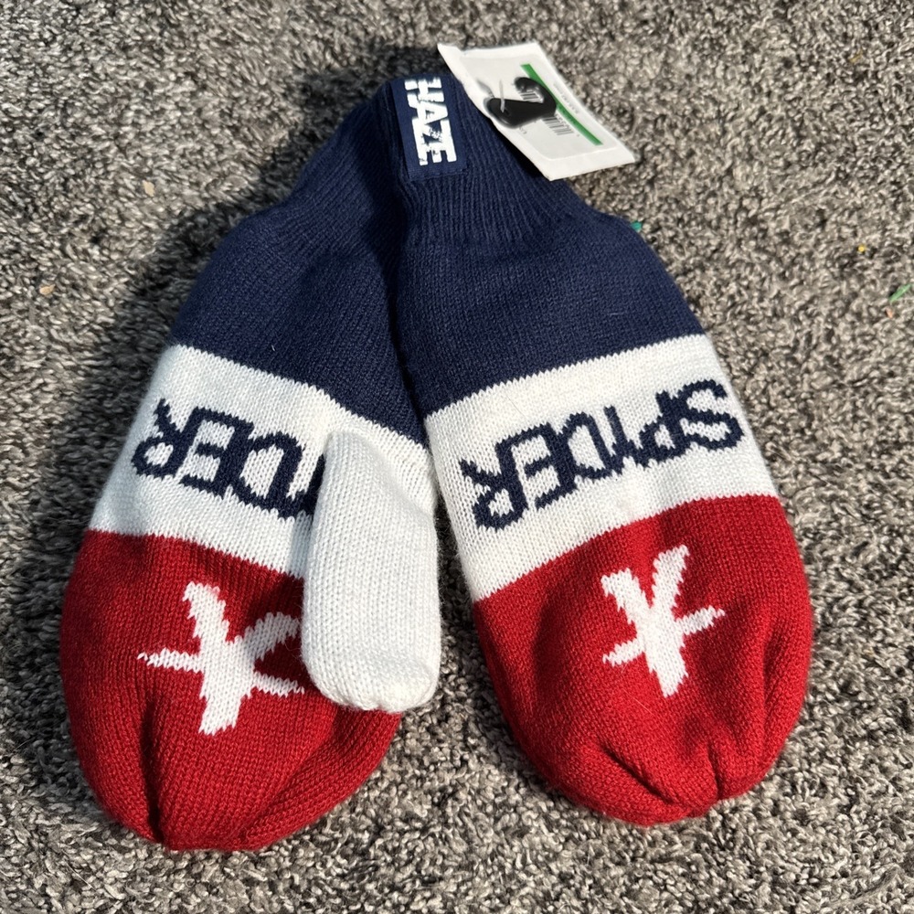 NEW Sz S/M Men's Spyder Team USA Haze Red White Blue Olympic Knit Mittens $35